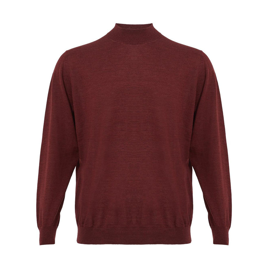 Colombo Bordeaux Mock Neck Cashmere Silk Blend Sweater