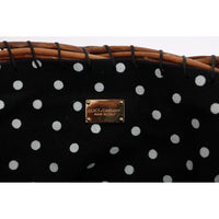 Dolce & Gabbana Chic Beige & Black Straw Snakeskin Bucket Bag