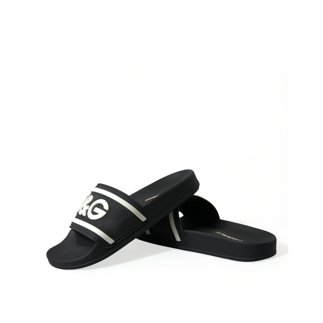 Dolce & Gabbana Black Rubber Beachwear Slippers Sandals Shoes
