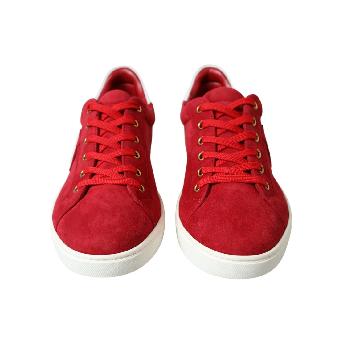 Dolce & Gabbana Red Suede Leather Low Top Sneakers Shoes