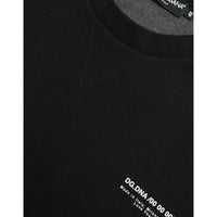 Dolce & Gabbana Black Cotton Blend Logo Pullover Sweater