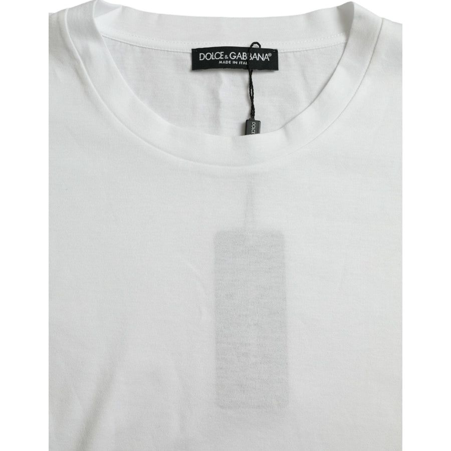 Dolce & Gabbana White Cotton Short Sleeves Crewneck T-shirt