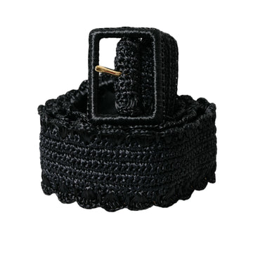 Dolce & Gabbana Black Braided Canvas Women Wide Waist Belt