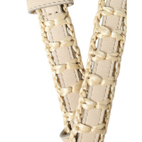 Dolce & Gabbana Beige Raffia Leather Metal Buckle Belt