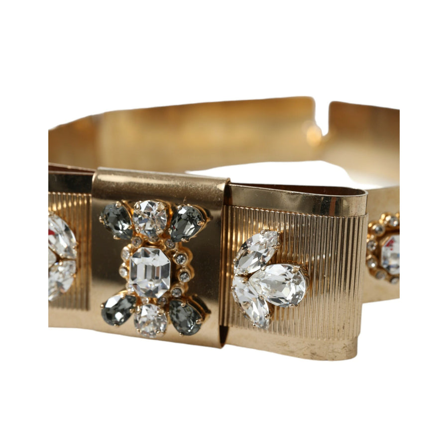 Dolce & Gabbana Gold Tone Brass Crystal Embellished Belt