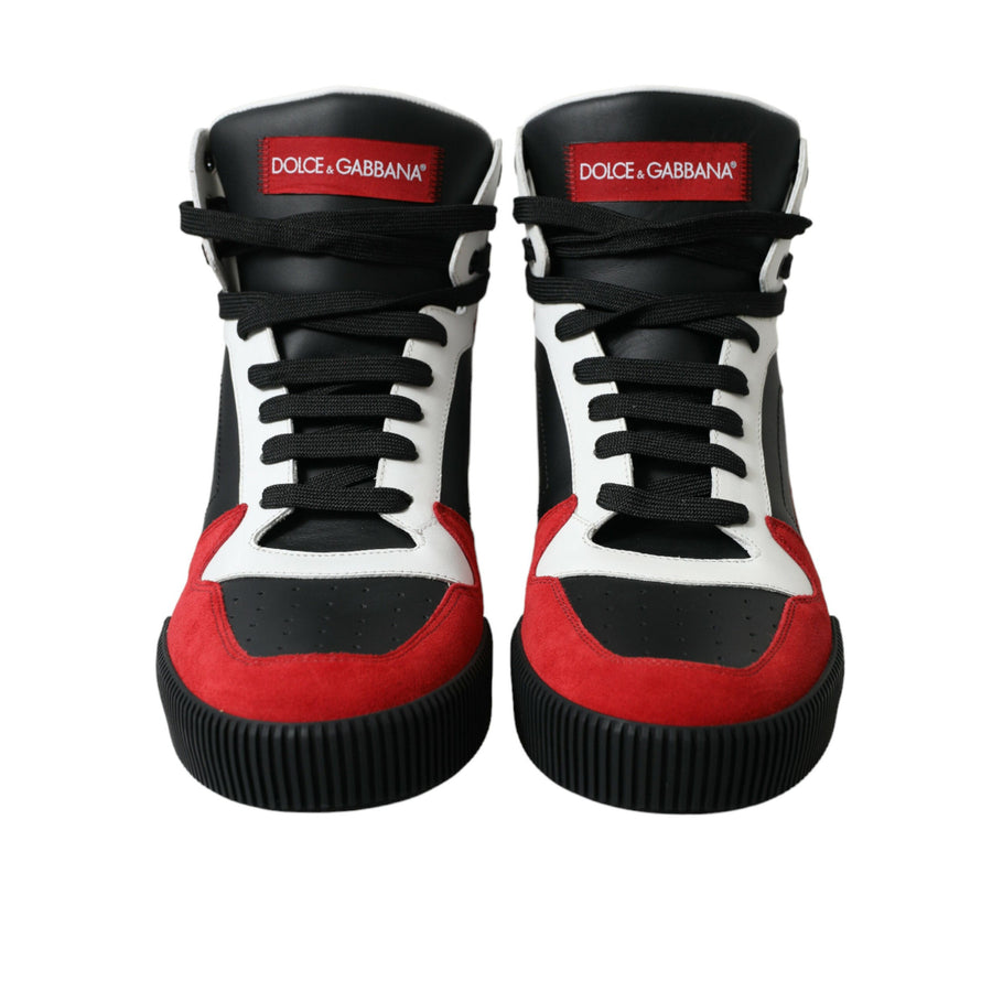 Dolce & Gabbana Black Red Leather High Top Miami Sneakers Shoes