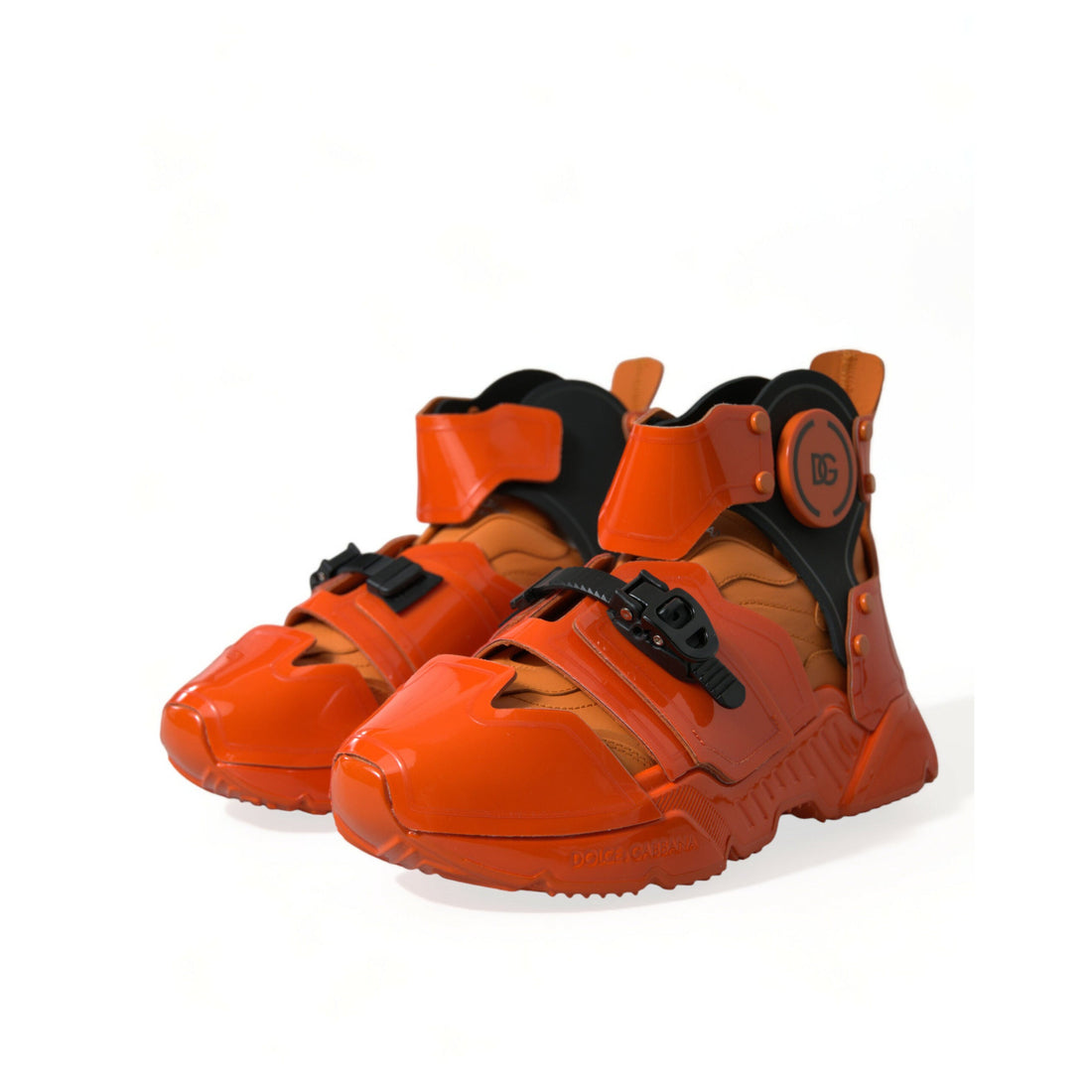 Dolce & Gabbana Orange Multi Panel Chunky High Top Sneakers Shoes