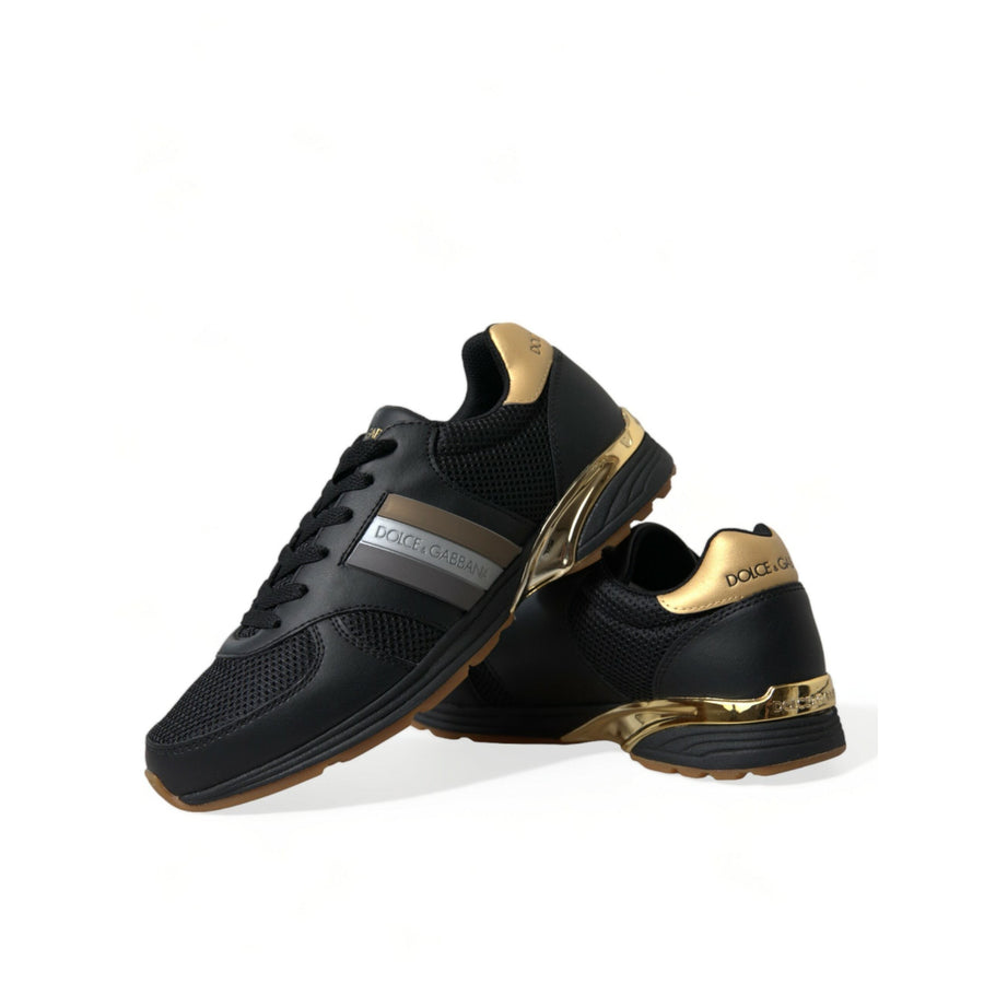 Dolce & Gabbana Black Leather Low Top  Sneakers Shoes