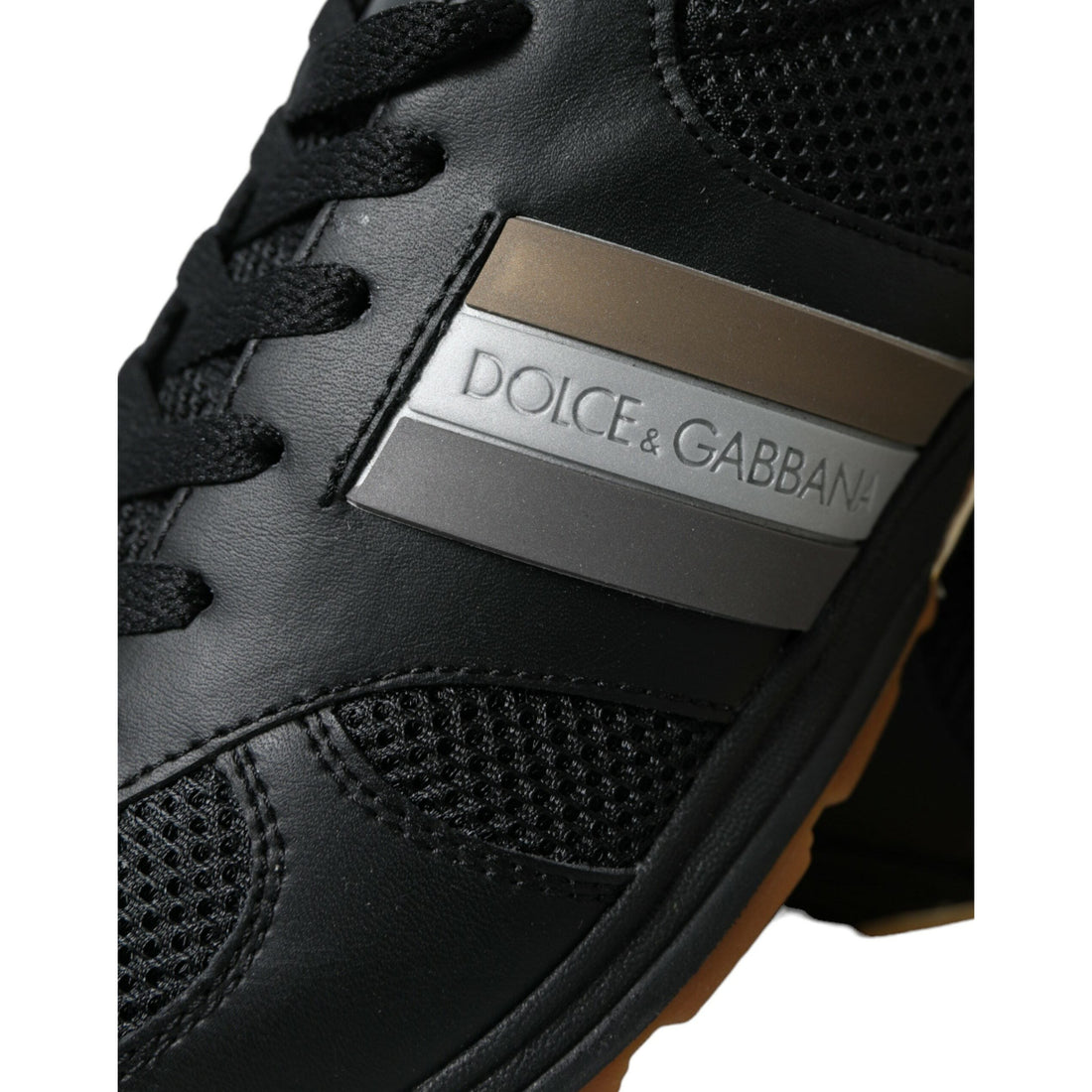 Dolce & Gabbana Black Leather Low Top  Sneakers Shoes