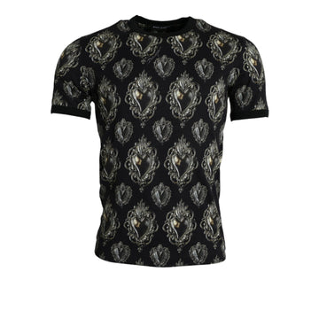 Dolce & Gabbana Black Sacred Heart Cotton Crew Neck T-shirt