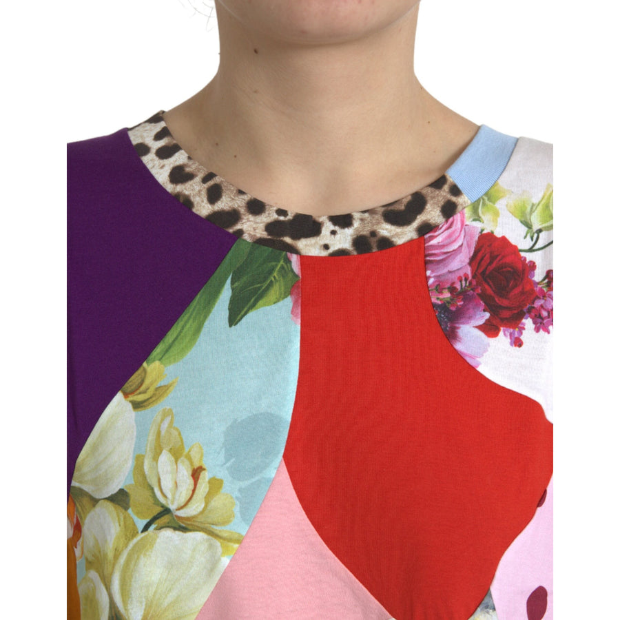 Dolce & Gabbana Multicolor Patchwork Cotton Silk Blouse Top