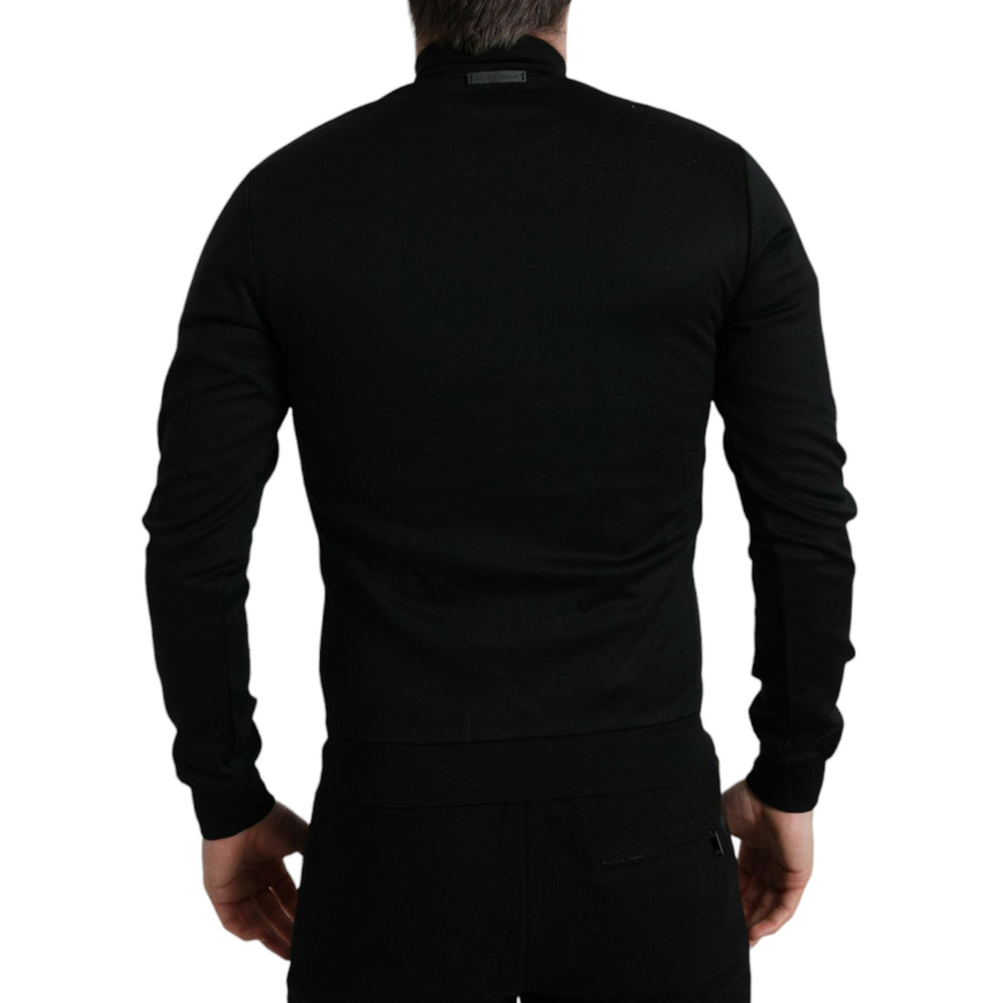 Dolce & Gabbana Black Cotton Full Zip Long Sleeves Sweater