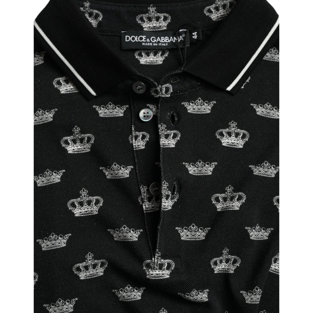 Dolce & Gabbana Black Crown Collared Short Sleeve T-shirt
