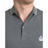 Dolce & Gabbana Gray Collared Short Sleeve Crown T-shirt