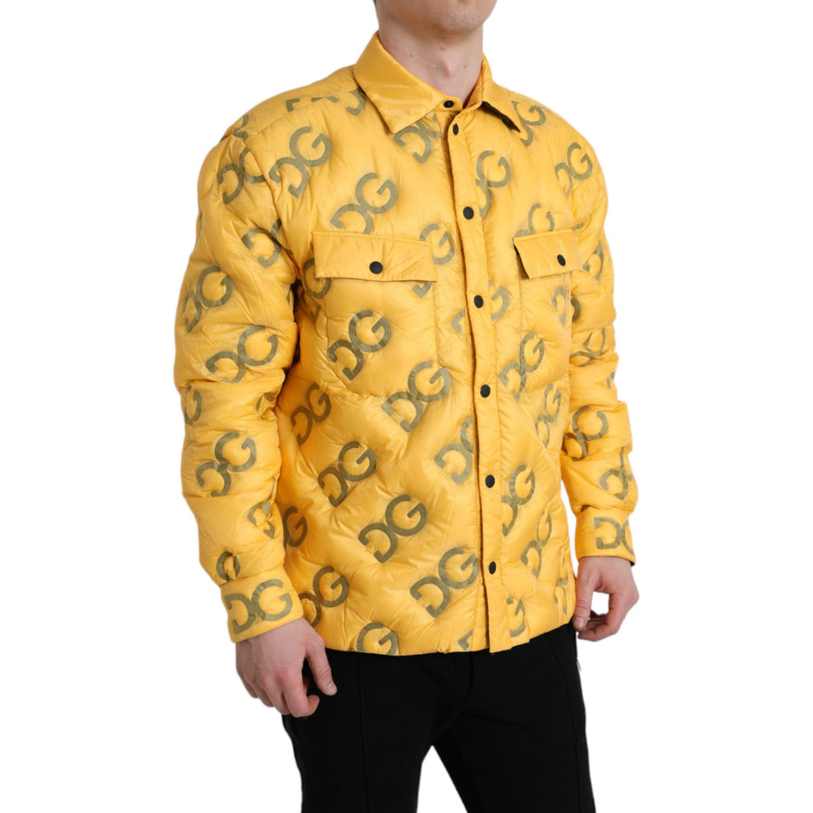Dolce & Gabbana Yellow Logo Padded Buttoned Blouson Jacket