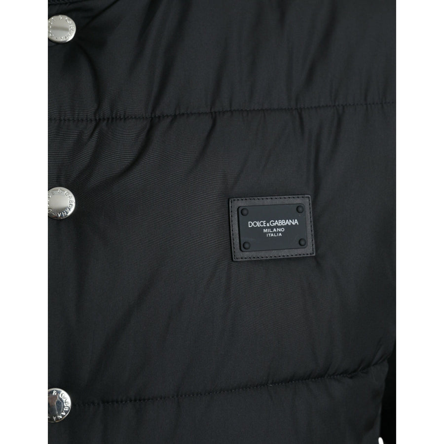 Dolce & Gabbana Black Polyester Padded Vest Logo Jacket