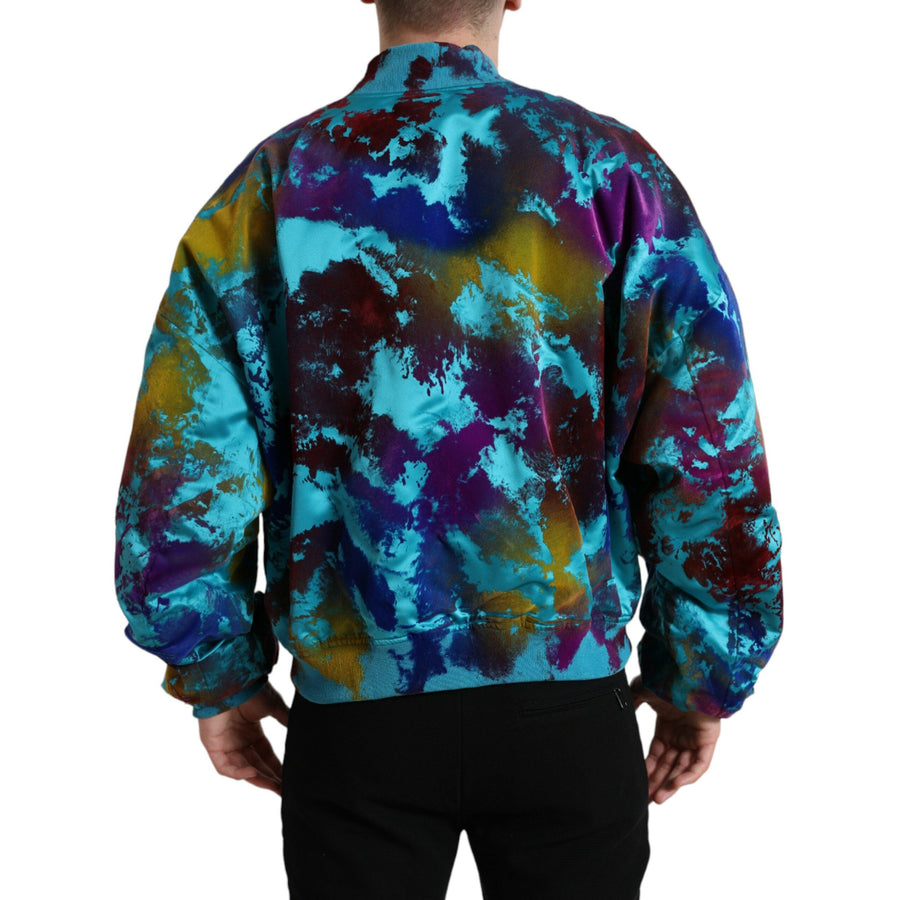 Dolce & Gabbana Multicolor Color Splash Zip Bomber Jacket