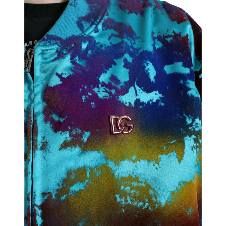 Dolce & Gabbana Multicolor Color Splash Zip Bomber Jacket