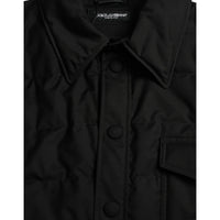 Dolce & Gabbana Black Polyester Collared Padded Logo Jacket