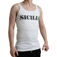 Dolce & Gabbana White Sicilia Cotton Sleeveless Tank T-shirt
