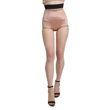 Dolce & Gabbana Beige Silk High Waist Mini Hot Pants Shorts