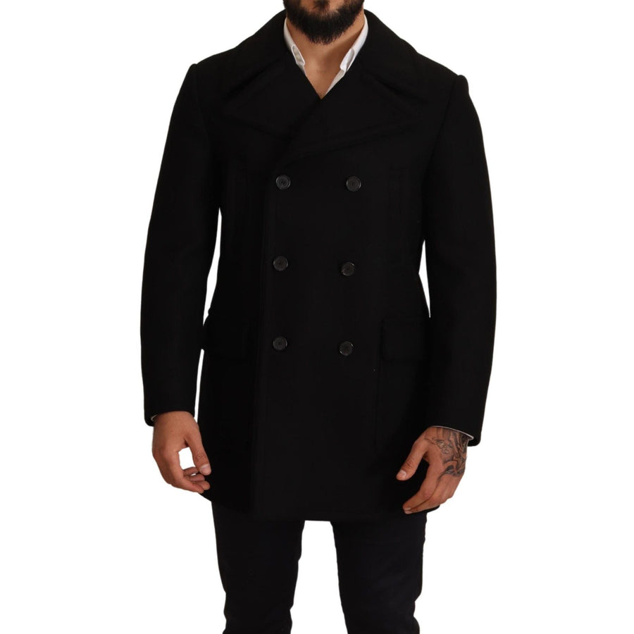 Dolce & Gabbana Elegant Black Double Breasted Trench Coat