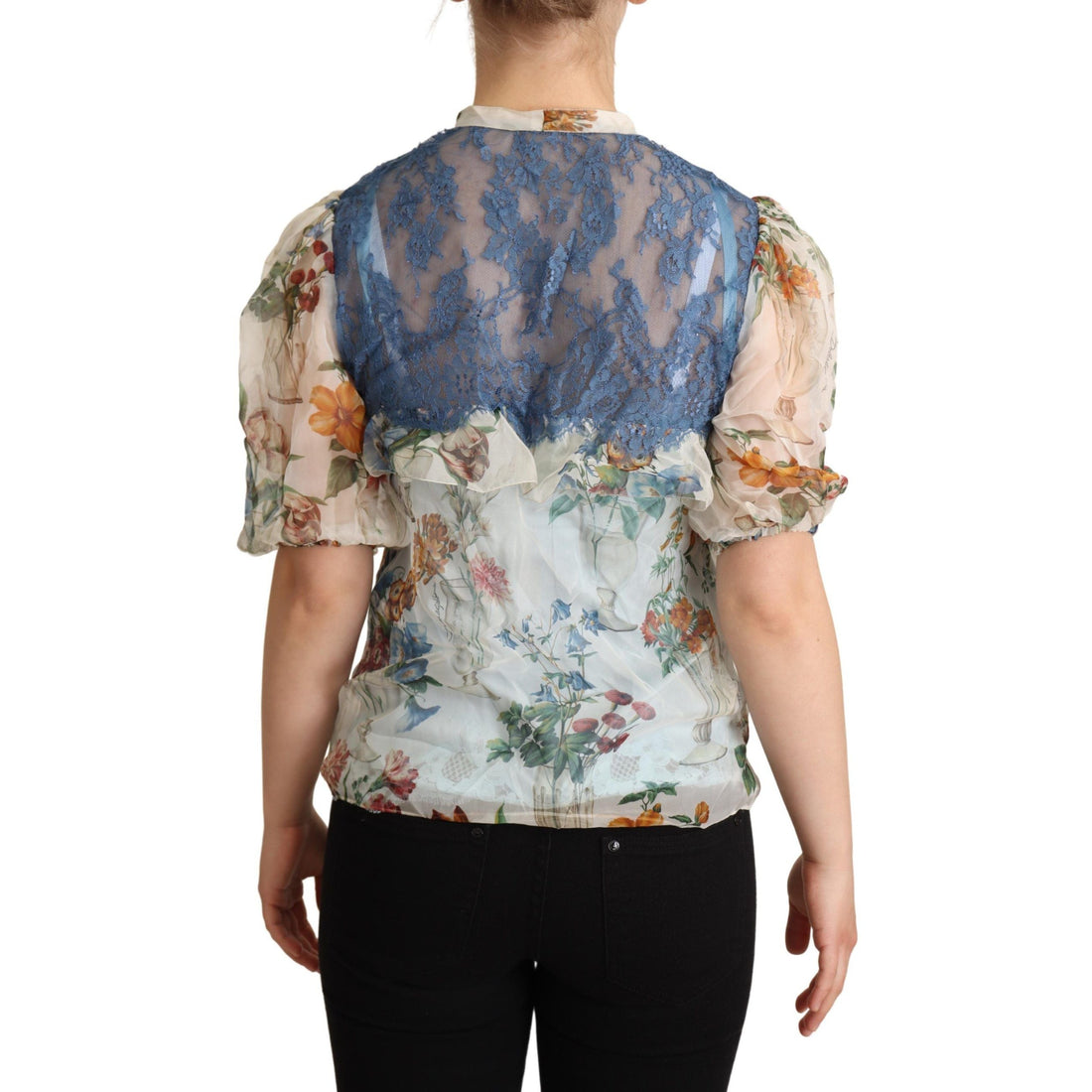 Dolce & Gabbana Chic Floral Silk Blouse with Ascot Collar