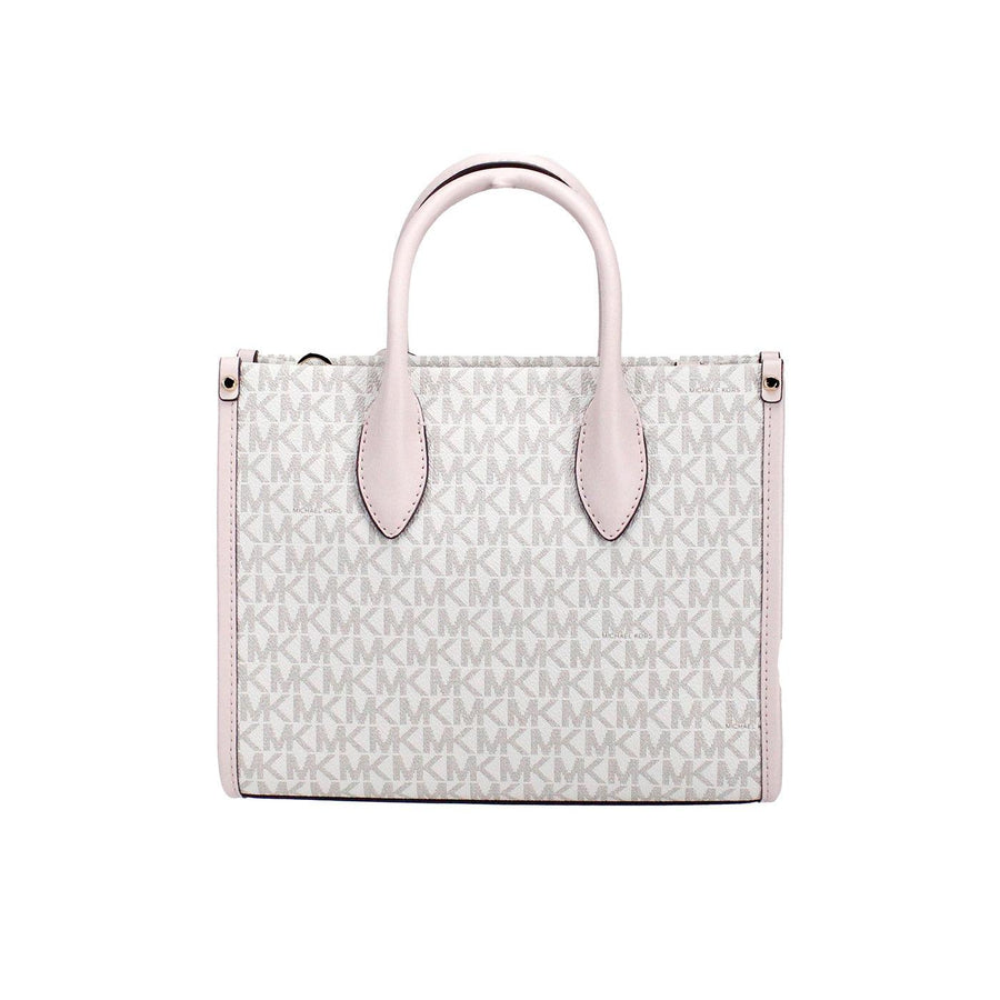 Michael Kors Mirella Small Powder Blush PVC Top Zip Shopper Tote Crossbody Bag