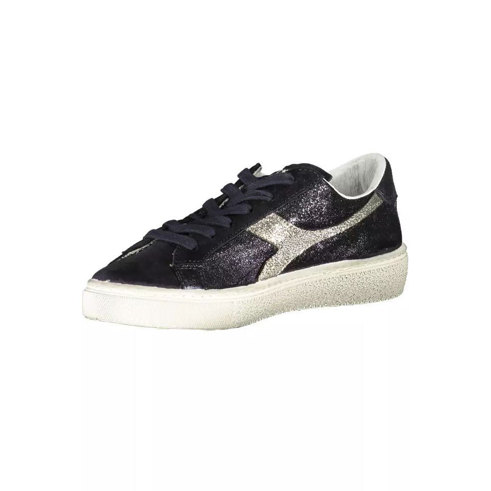 Diadora Elegant Black Lace-Up Sneakers with Contrasting Details
