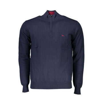 Harmont & Blaine Chic Half-Zip Blue Sweater with Embroidery Detail