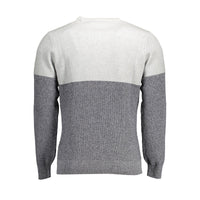 Harmont & Blaine Chic Gray Contrast Detail Round Neck Sweater
