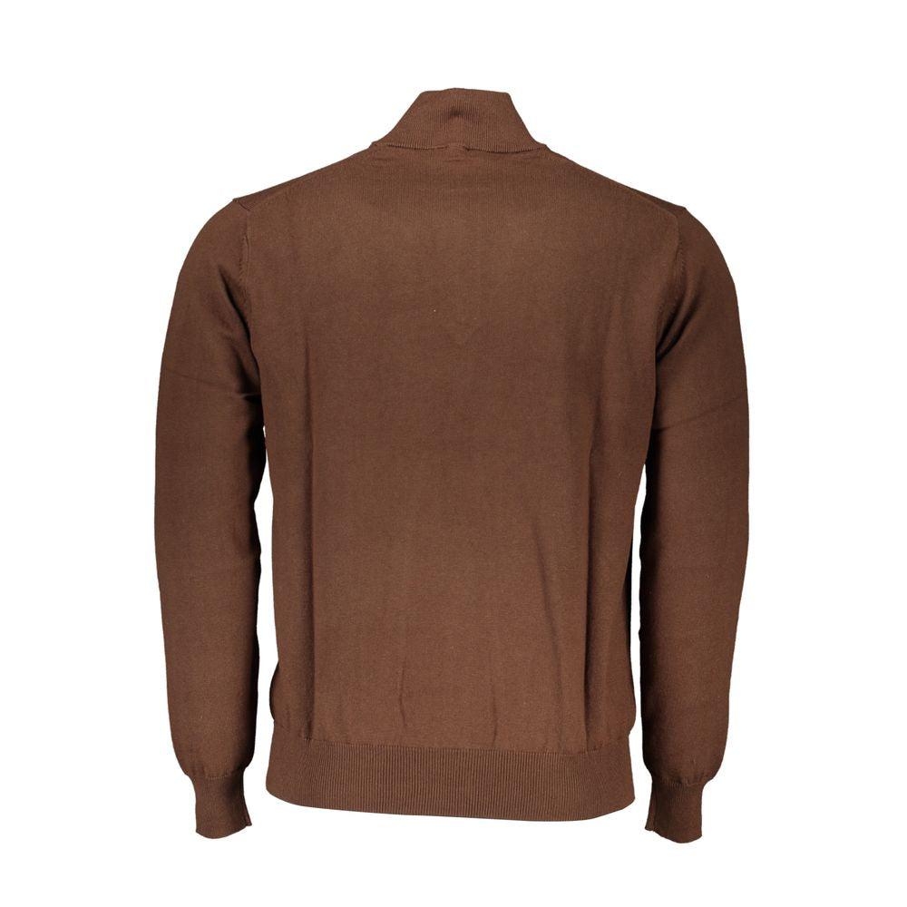 Harmont & Blaine Chic Brown Half-Zip Cotton Sweater