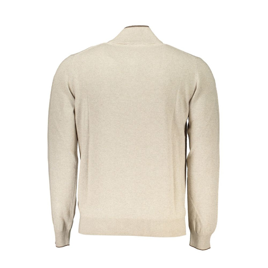 Harmont & Blaine Beige Half-Zip Sweater with Embroidery Detail