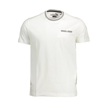 Harmont & Blaine Chic White Cotton Crew Neck Tee with Contrasting Details