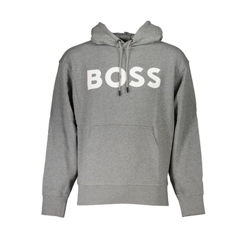 Hugo Boss Elegant Gray Hooded Sweatshirt with Logo