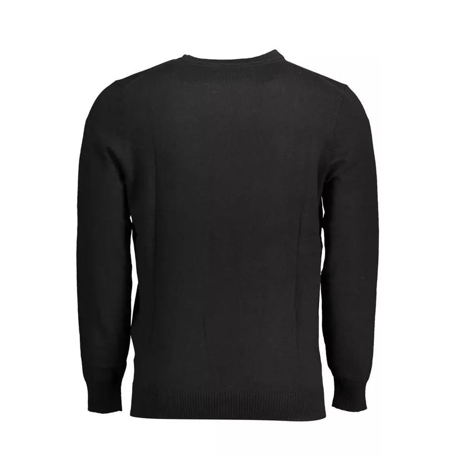 Lyle & Scott Elegant Long-Sleeved Black Cotton-Wool Blend Sweater