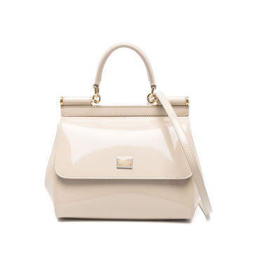 Dolce & Gabbana Chic Beige Patent Leather Sicily Bag
