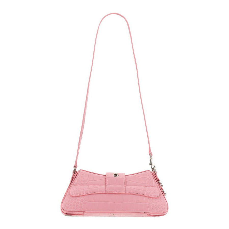 Balenciaga Chic Pink Leather Flap Handbag with Silver Trim