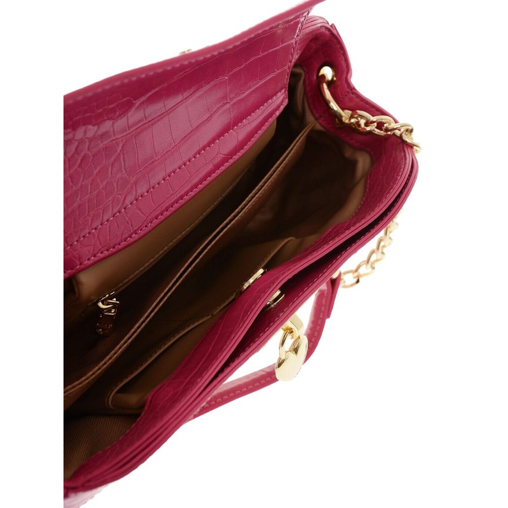 Love Moschino Fuchsia Canvas and Faux Leather Shoulder Bag