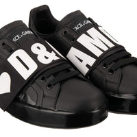 Dolce & Gabbana Chic Black Strap Leather Sneakers