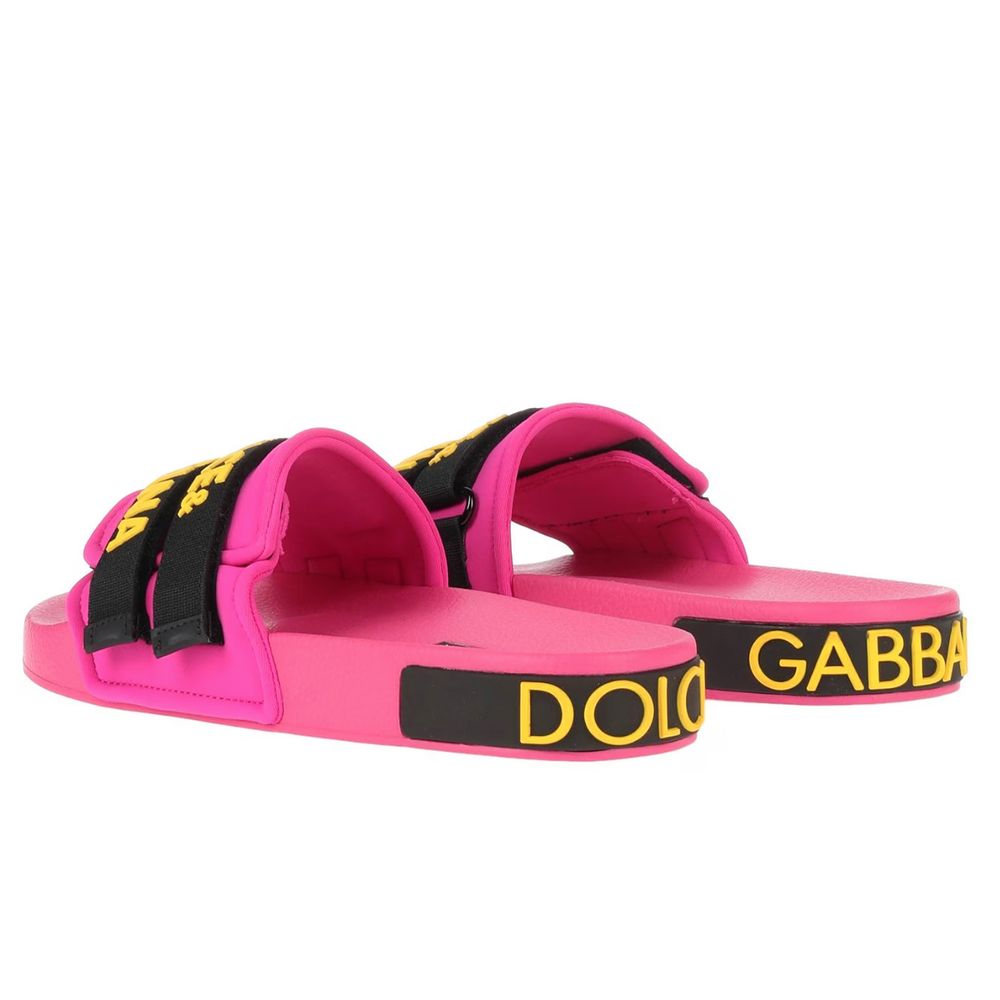 Dolce & Gabbana Chic Fuchsia Rubber Slippers for Elegant Comfort