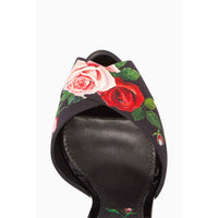 Dolce & Gabbana Elegant Black Calfskin Floral Sandals