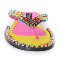 Dolce & Gabbana Crystal Embellished Silk Blend Flip-Flops