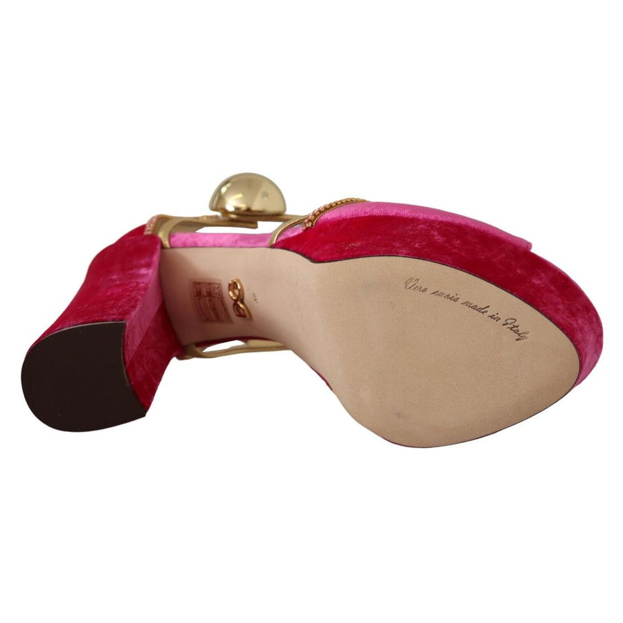 Dolce & Gabbana Velvet Crystal-Embellished Heeled Sandals