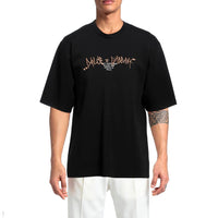 Dolce & Gabbana Gold Embroidered Logo Black Cotton Tee