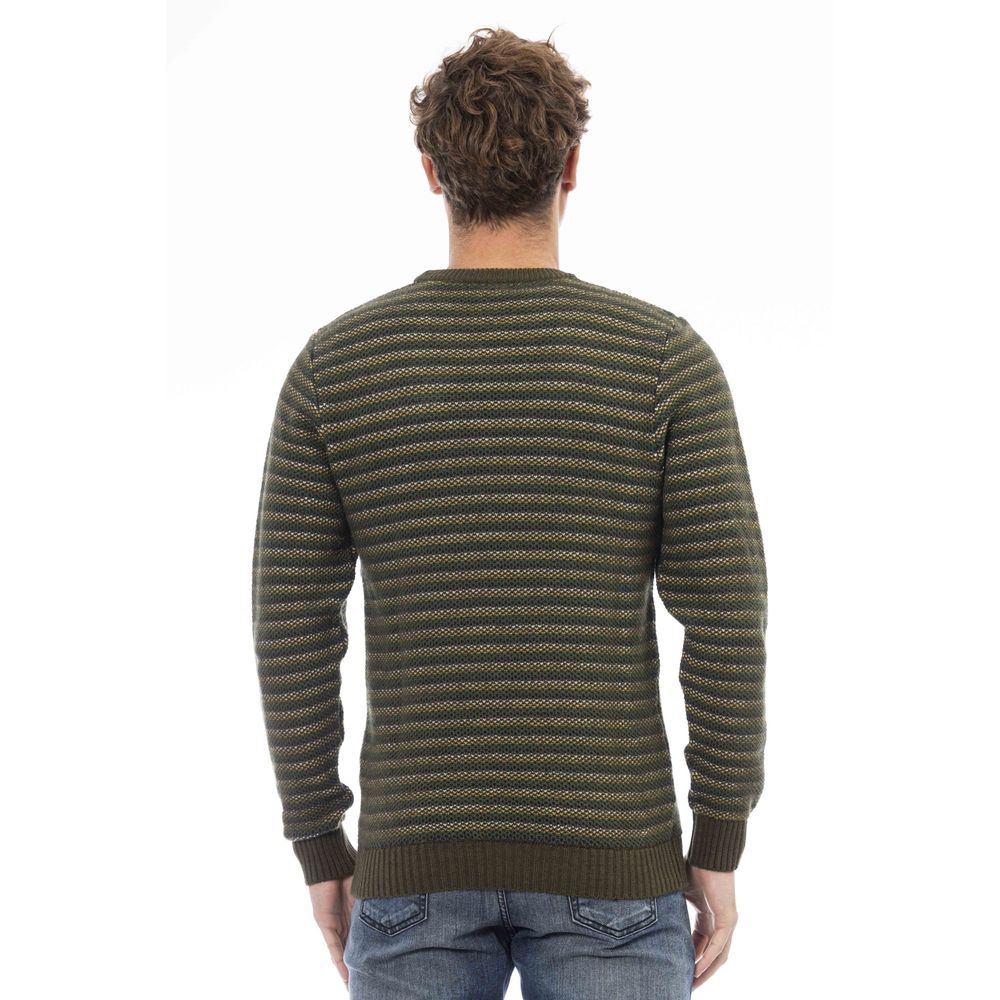 Distretto12 Elegant Green Crewneck Wool-Blend Sweater