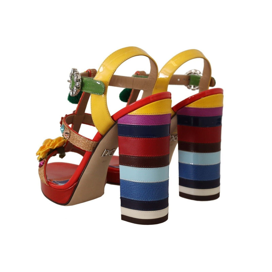 Dolce & Gabbana Multicolor Floral Ankle Strap Heels