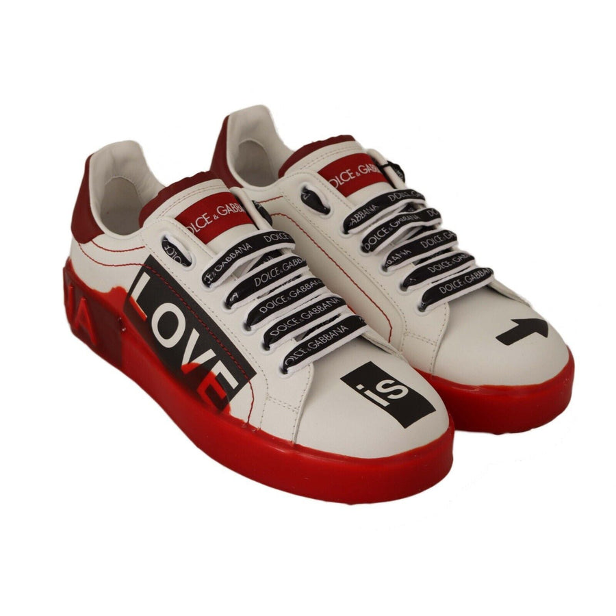 Dolce & Gabbana Asymmetrical Graphic Leather Sneakers