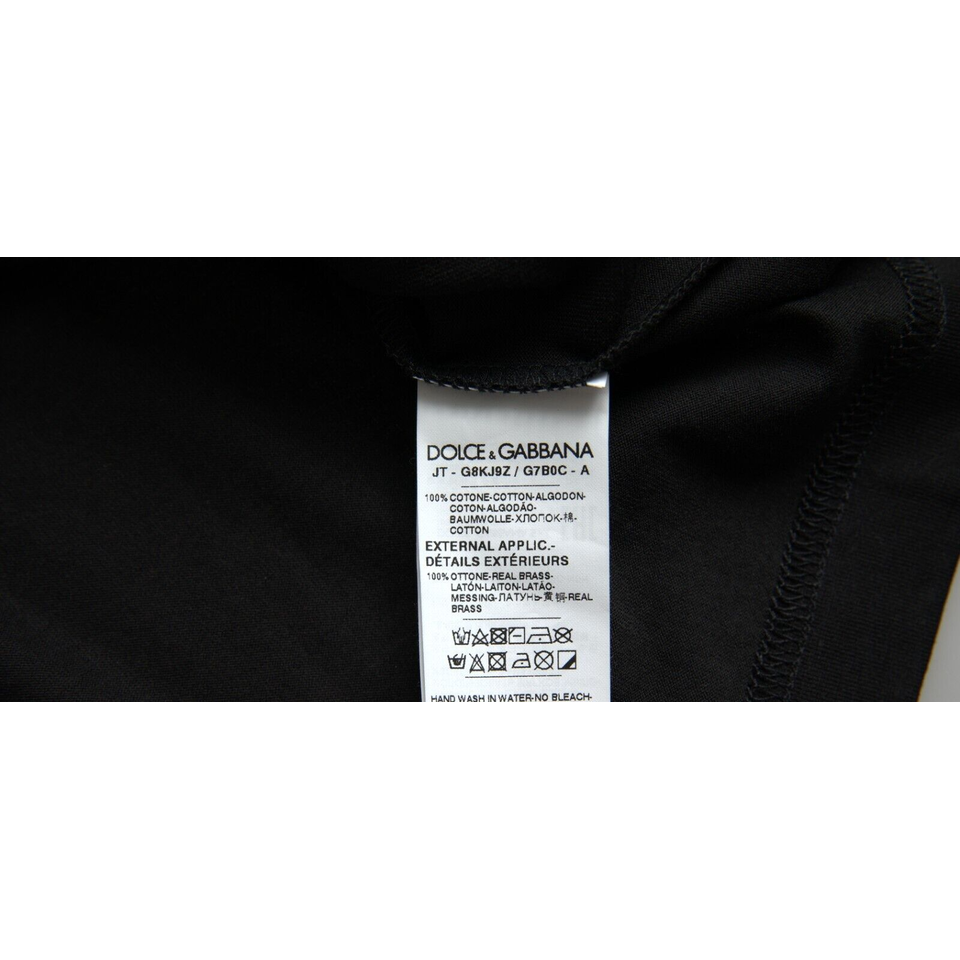 Dolce & Gabbana Black Silver Chain Short Sleeve T-shirt
