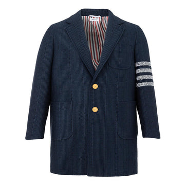 Thom Browne Chesterfield Overcoat Blue in Tweed
